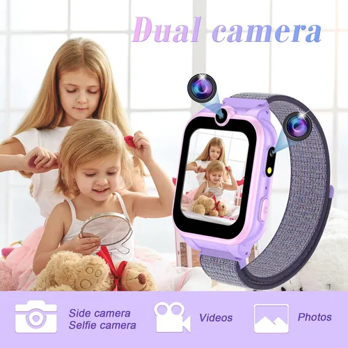 Miniatura 3 de Reloj inteligente para niños y niñas, regalos para niños de 4 a 10 años, doble cámara, pantalla táctil, reloj inteligente para niños con 18