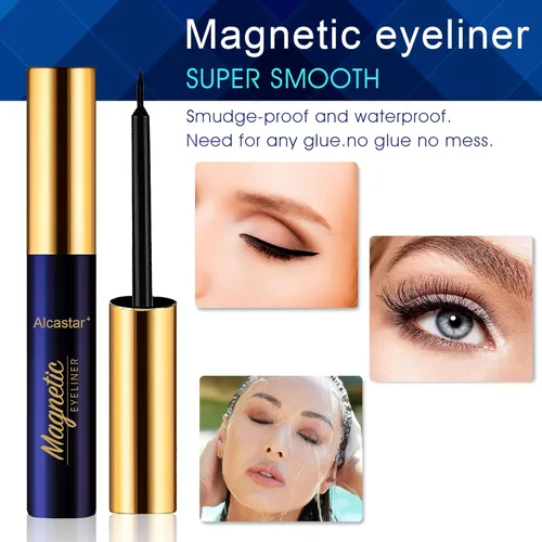 Miniatura 2 de Alcastar - Kit de pestañas magnéticas y delineador de ojos, pestañas magnéticas de aspecto natural con delineador de ojos, pestañas con aplicador