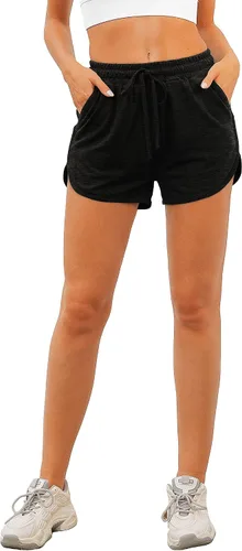 Miniatura 3 de Aloodor - Pantalones cortos deportivos para mujer con bolsillos y cordón