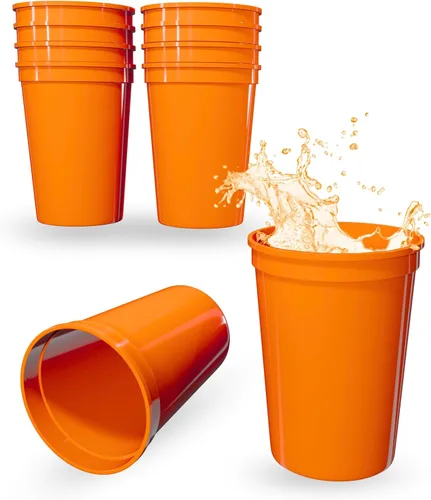Miniatura 120 de PartyPrints Paquete de 100 vasos de plástico en blanco reutilizables de 10 a 12 onzas, vasos de estadio a granel, sin BPA, aptos para lavavajillas