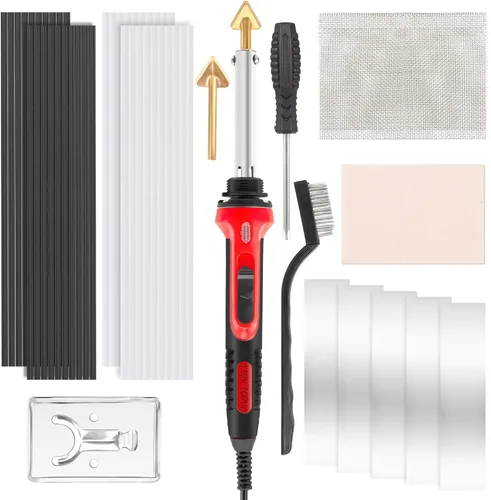 Kit de soldadura de plástico de 110 V/100 W para reparación de parachoques automotriz, kit de soldadura de plástico con 40 varillas de soldadura, 2