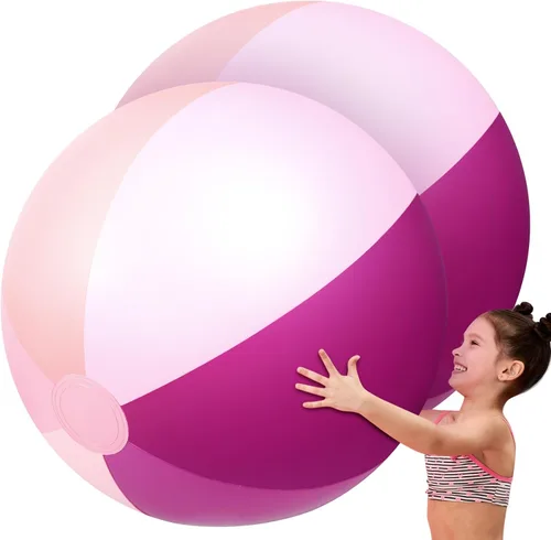 Miniatura 7 de Ceenna 2 Piezas Pelotas de Playa Gigantes de 60 Pulgadas Pelotas Inflables Grandes de Juguete para Piscina Juguetes de Natación de Verano Fiestas