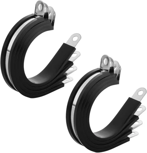 Miniatura 9 de MroMax Abrazadera de cable de 0.236 in de diámetro EDPM Abrazadera aislada acolchada de goma 304 Abrazadera de tubería de acero inoxidable 0.24 "R