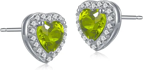 Miniatura 17 de Amazon Essentials Aretes de plata de ley con halo de corazón de zafiro blanco, (anteriormente colección Amazon)