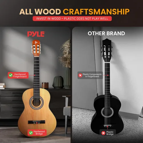 Miniatura 4 de Pyle Beginner Acoustic Guitar Kit, 4/4 Full Size All Wood Instrument with Full Accessory Kit, Picks, Shoulder Strap, Carry Case, Cleaning Cloth