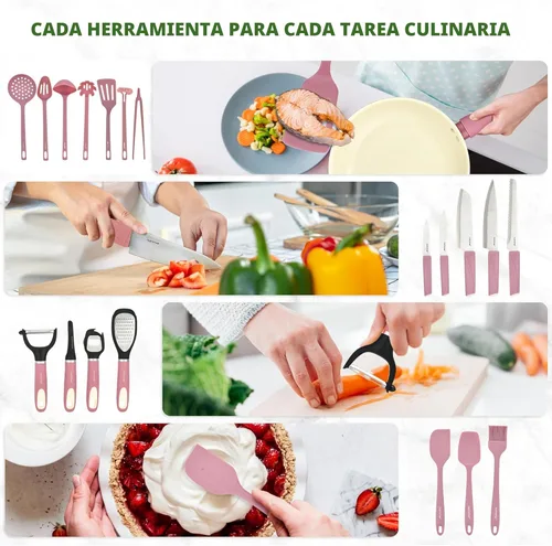 Miniatura 5 de NutriChef Juego de utensilios de cocina de 54 piezas – Juego completo de ollas y sartenes de cerámica antiadherente con utensilios, utensilios