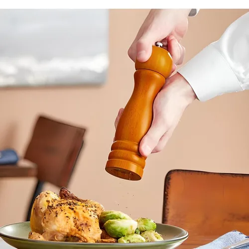 Miniatura 2 de OCS Parts Pro Series - Molinillo de pimienta de madera marrón con molinillo ajustable, molinillo tradicional de sal o pimienta de 8 pulgadas
