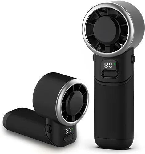 Ventilador turbo portátil de mano, mini ventilador personal recargable por USB, pantalla LED, 5 velocidades, tiempo de enfriamiento de 10 horas,