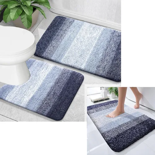OLANLY Juego de 2 alfombras de baño y alfombras de baño ombré, tamaño de alfombra de baño 30 x 20 pulgadas y juego de alfombra de baño 24 x 16 + 24
