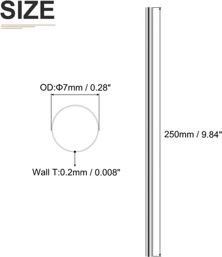 Miniatura 2 de DTGN Tubo de acero inoxidable 304 de 0.276 in x 0.008 in x 9.843 in (ODxWall TxL) - Paquete de 4 - Bueno para equipos de maquinaria - Tubos de metal