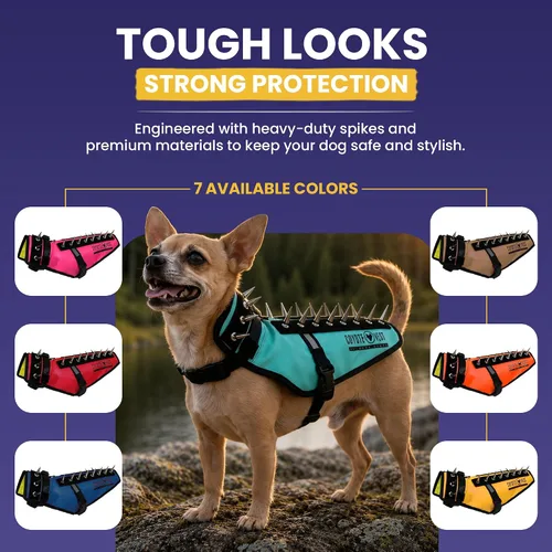 Miniatura 6 de CoyoteVest Chaleco Protector de Arnés para Perro, Accesorios Reflectantes para Perro con Picos para Proteger a tu Mascota de Ataques de Rapaces