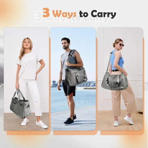Miniatura 6 de Gryme Pequeña bolsa de gimnasio con compartimento para zapatos y bolsillo húmedo, mini bolsa de lona de 15 pulgadas para hombres y mujeres, pequeña