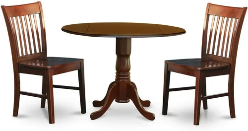 Miniatura 9 de East West Furniture DLNO3-BCH-W Juego de mesa de comedor de 3 piezas contiene una mesa de comedor redonda con gotas y 2 sillas de asiento de madera