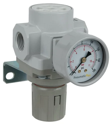 Miniatura 9 de PneumaticPlus SAR600-N10BG Regulador de presión de aire comprimido 1" NPT - Soporte, manómetro.