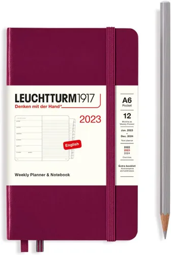 Miniatura 2 de LEUCHTTURM1917 - Agenda semanal y cuaderno mediano (A5) 2023 con folleto extra, rojo (1 de enero - 31 de diciembre de 2023)