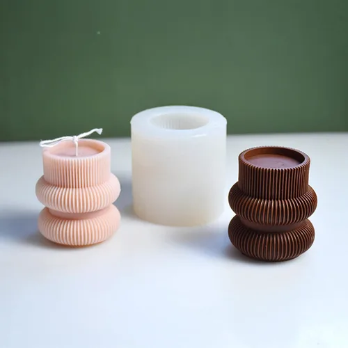 Miniatura 4 de Molde de silicona para velas a rayas de barril Molde de jabón para velas de pilar geométrico, molde de fondant, molde para hornear pastel