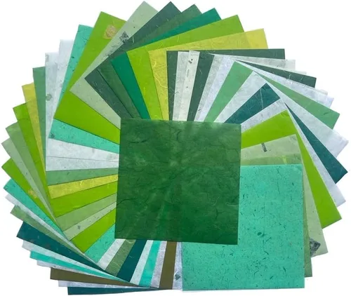 Miniatura 14 de 50 hojas de papel de fibra natural de morera de 6 x 6 pulgadas, papel cuadrado para origami, papel para manualidades, papel para plegado, papel