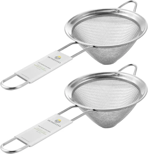 Homestia - Colador de acero inoxidable de malla fina para colar té, colador de té de 3 pulgadas. Plateado