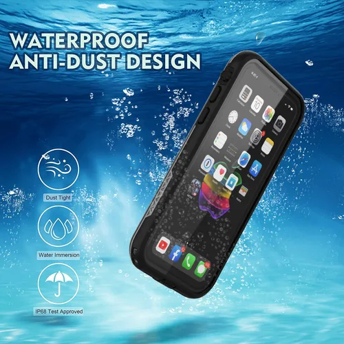 Miniatura 4 de funda impermeable para IPhone de 6.1 con protector de pantalla sub-acuático a prueba de golpes, cuerpo completo a prueba de polvo, funda resistente