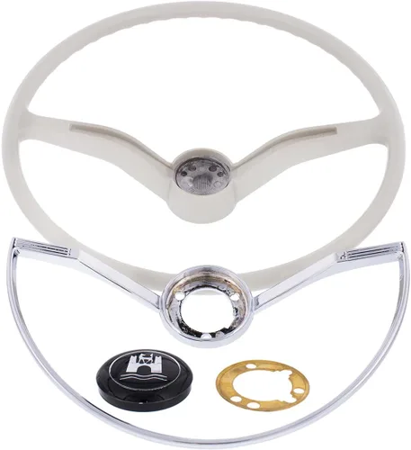 Miniatura 4 de United Pacific Volante estilo OEM de 15 ¾" para Volkswagen Beetle/Karmann Ghia/Type 3 1962-71, volante estilo OEM VW, escudo de Wolfsburgo - Gris