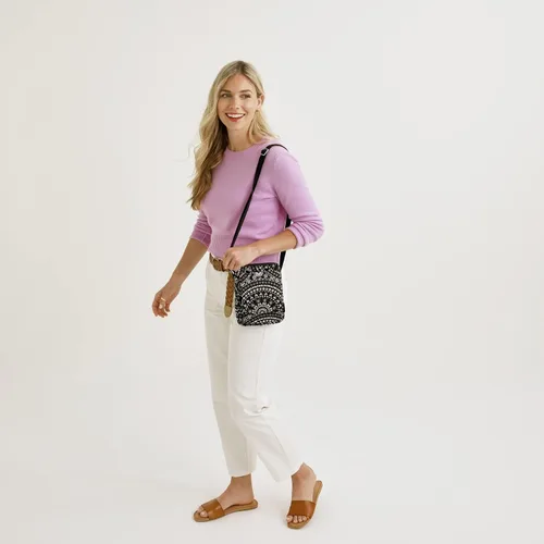 Miniatura 7 de Vera Bradley Mini bolso cruzado hipster de algodón con protección RFID