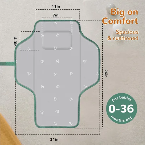 Miniatura 3 de Cambiador de pañales portátil, impermeable, cambiador de bebé plegable, regalo esencial para recién nacidos (verde-conejo)
