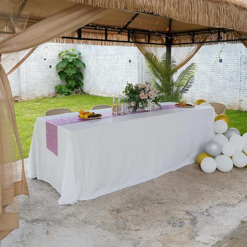 Miniatura 58 de Mantel de lentejuelas de 60 x 102 pulgadas, azul bebé, para boda, fiesta, despedida de soltera, rectangular