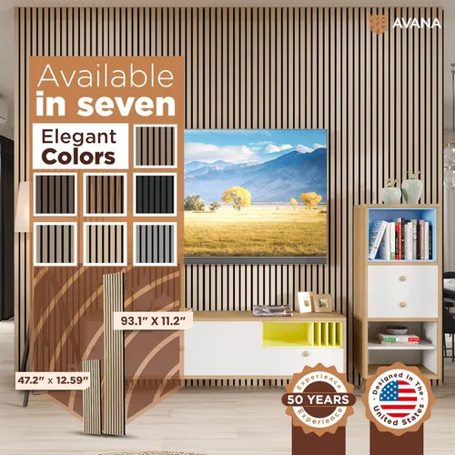 Miniatura 7 de Avana Paneles de pared de madera acústica – Paneles de 93.2 x 11.25 pulgadas – Se adapta a diseños de 94 x 12 pulgadas – Paneles acústicos de roble