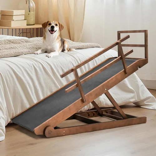 Miniatura 8 de SLSY Rampa para perros para cama, sofá y SUV, rampa plegable ajustable mejorada para mascotas con alfombrilla de goma antideslizante, 45.2 pulgadas