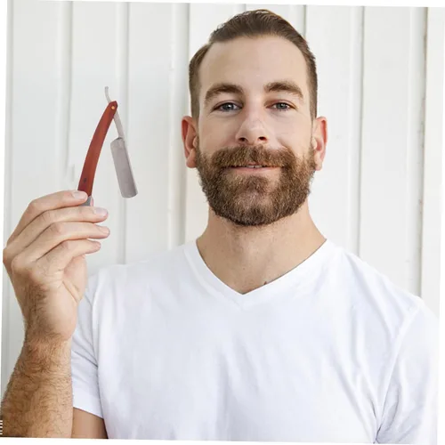Miniatura 8 de Beaupretty Maquinilla de afeitar de peluquería recta manual plegable mango ligero para hombres S barba patillas y herramienta de aseo facial Picture