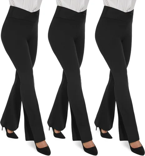 Miniatura 148 de TNNZEET Leggings acampanados negros para mujer, pantalones de yoga cruzados con bolsillos, corte de bota, leggings acampanados