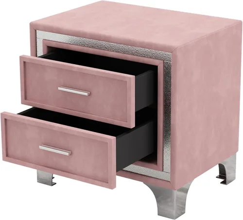 Miniatura 5 de Mesita de noche de terciopelo con 2 cajones, mesa auxiliar con almacenamiento, cómoda pequeña, muebles de mesita de noche, mesita de noche con patas