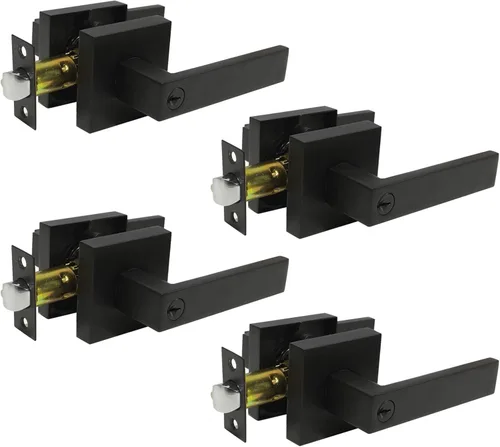 Miniatura 21 de Probrico Paquete de 4 manijas de puerta simuladas en negro mate, manijas interiores que no giran, manijas reversibles resistentes para interiores