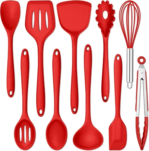Miniatura 18 de E-far Juego de 10 utensilios de cocina de silicona, juego de utensilios de cocina resistentes al calor para utensilios de cocina antiadherentes