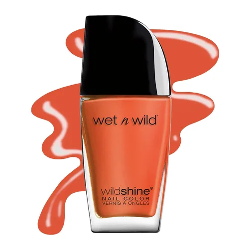 wet n wild Wild Shine Esmalte de Uñas, Orange-Red Nuclear War, Color de Uñas Guerra nuclear