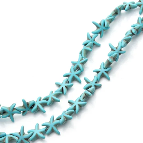 Miniatura 2 de Cuentas de estrella de mar azul turquesa sueltas estrellas estrellas estrellas cuentas náuticas para niñas aproximadamente 38 piezas/hebra 0.512 in