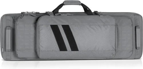 Savior Equipment Specialist Series Tactical Double Long Gun Bag Case Backpack 4 Pistol Handgun Storage, Lockable Zippers, Padded Drag Handles, Gris