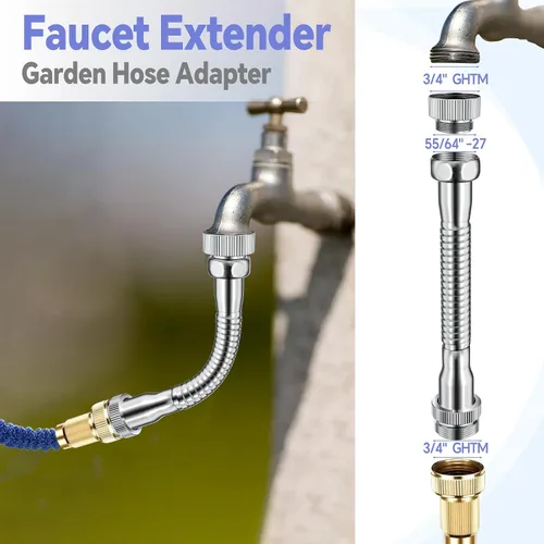 Miniatura 6 de Extensor de grifo, adaptador de manguera de jardín, adaptador de grifo de fregadero de cocina flexible a manguera de jardín para macho de 3/4