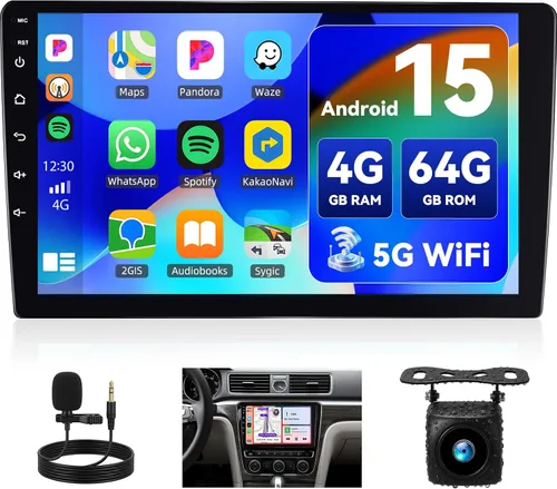 Pantalla Carplay de radio de coche HD de 10.1 pulgadas para automóvil con 5GWiFi, estéreo de coche de doble DIN con CarPlay inalámbrico, navegación