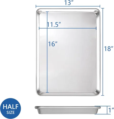Miniatura 2 de HARDURA - Bandeja de aluminio para hornear de 18 pulgadas de largo x 13 pulgadas de ancho x 1 pulgadas de alto, 12 paquetes, para horno en panadería