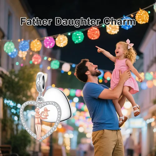 Miniatura 112 de PROESS Dije para padre, madre e hija, pulsera de plata de ley para pulseras, regalos de cumpleaños, día de San Valentín, para hija, madre, amante