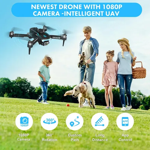 Miniatura 3 de Dron con cámara para adultos 1080P HD, mini dron con evitar obstáculos 50 minutos de tiempo de vuelo largo, cuadricóptero RC plegable con motor sin