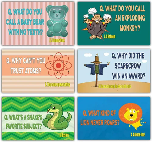 Miniatura 5 de Creanoso Divertidas y divertidas tarjetas de chistes (30 tarjetas x 4 juegos) – Fiambrera escolar Tarjetas de notas para niños – Gran regalo