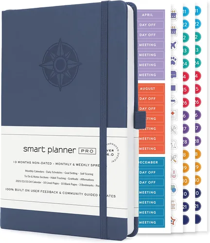 Miniatura 11 de Smart Planner Pro - Agenda diaria sin fecha - Pequeño A5 - Logra objetivos y aumenta la productividad - Semanal, mensual, secciones de trabajo