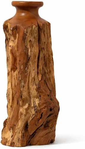 Miniatura 9 de Vitex Pubescens Vahl - Jarrón de madera natural hecho a mano; alto (11.8 pulgadas) x profundidad (5 a 6.5 pulgadas); jarrón de madera único