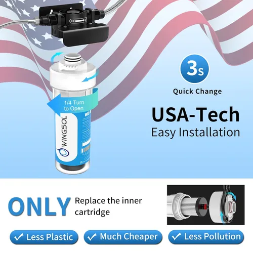 Miniatura 9 de WINGSOL WINGSOL Filtro de agua alcalina para debajo del fregadero, mejora el pH y el sabor, función 5-en-1 reduce metales pesados, cloro, PFAS