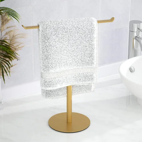 Miniatura 7 de Toallero en forma de T para toallas de mano para baño, con soporte para diademas y toalleros ligeros para baño, soporte negro para cocina