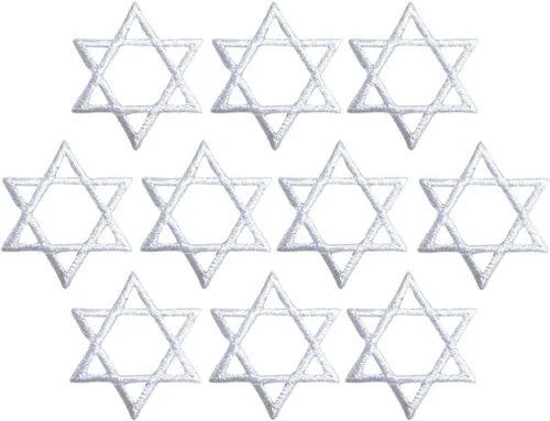 Miniatura 7 de (2 pulgadas) Estrella de David, Hanukkah, judío, bordado, parche para planchar (dorado, 1 pieza)