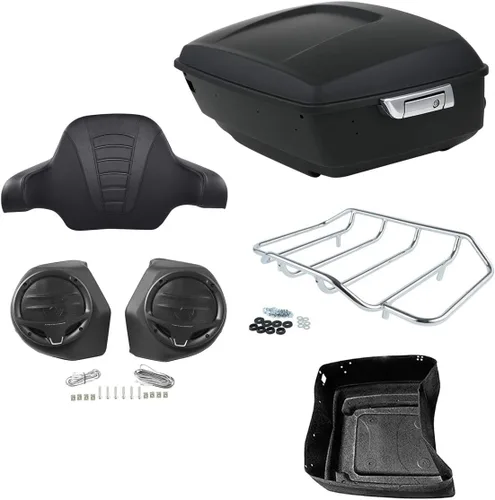 Miniatura 5 de TCMT Caja de maletero trasera con respaldo para motocicleta, rejilla portaequipajes de 2 plazas, para Harley 2014-2025 Touring CVO Road King Street