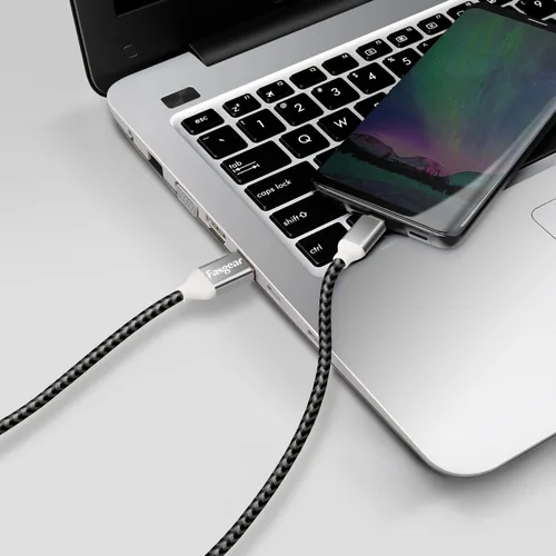 Miniatura 6 de Fasgear Cables USB C a USB A de 10 pies, paquete de 2 cables largos de carga rápida 3A tipo C 2.0, trenzados, compatibles con Galaxy S21 Plus Note